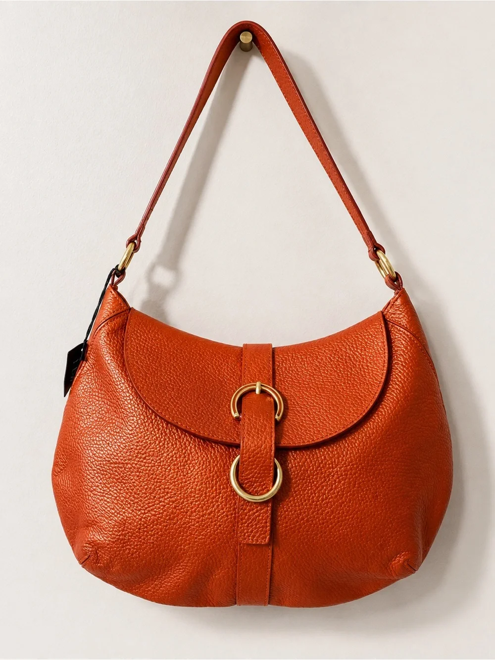 NWT Furla Pumpkin Pebbled Leather Hobo Shoulder Bag -Made in Italy